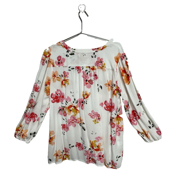 Loft Plus Women’s White Pink Yellow Floral Blouse 3/4 Sleeve - Size 18 - Picture 2 of 11